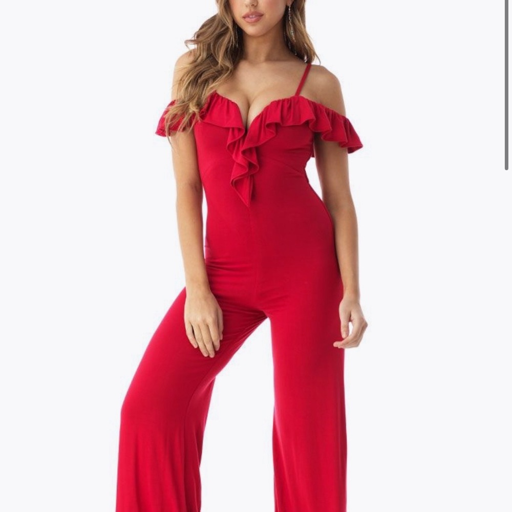 sky brand white Ruffled Palazzo Jumpsuit